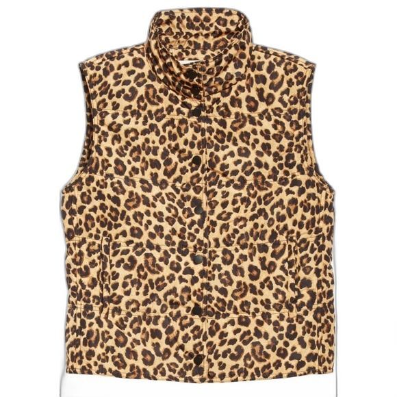 Veronica Beard Vest Outerwear Puffer Brown Leopard - Picture 4 of 10